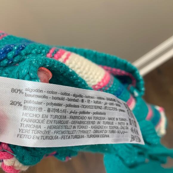 Zara Striped Pink/Teal/White Knit Open Back Halter Crop Top - Picture 5 of 9